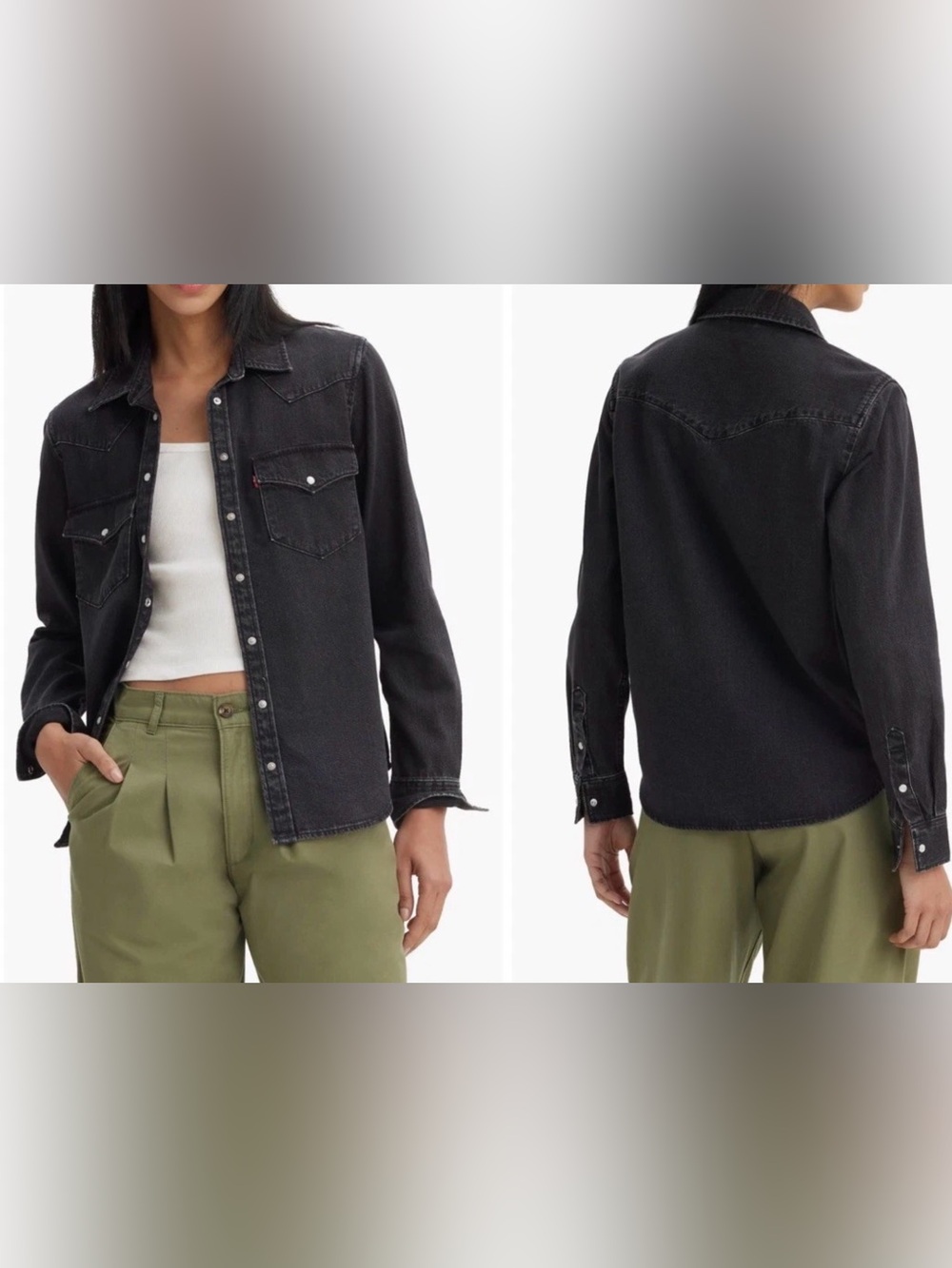 Levi's Women’s The Ultimate Western Denim Shirt Wash Black Long Sleeve Sz S NWT